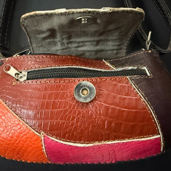 Nicaragua Handmade Multicolor Patchwork Crossbody Bag Leather handbag - Picture 5 of 6